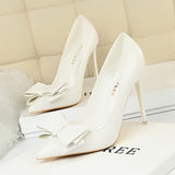 Exquisite Stiletto Heels with Elegant Bow - Chic Mary Jane Style