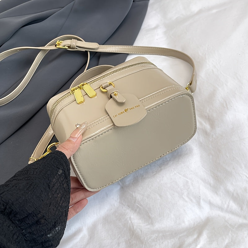 Mala de ombro feminina com alça removível - Bolsa de mão com fecho de correr, bolsa de maquilhagem com fecho de correr dourado e alça removível - Caixa de armazenamento de cosméticos portátil para, feita de material sintético durável, para batons e ferramentas de beleza, com design de pega resistente.