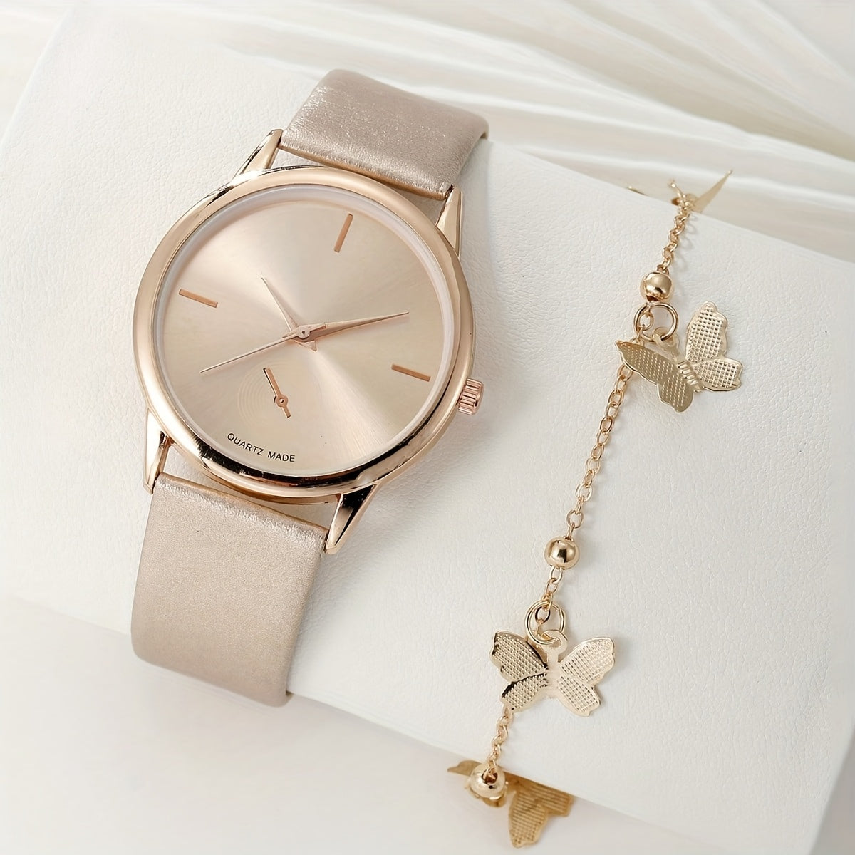 2peças Relógio Feminino Elegante e Estiloso + Conjunto de Pulseira Moderno, Presente Perfeito para Ela no Dia dos Namorados/Natal/Aniversário/Aniversário - A Escolha Definitiva