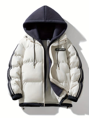 Casaco de tamanho grande para mulheres para esqui, quente e grosso, desportivo com bolsos, com capuz, isolamento térmico, roupa exterior de duas peças para outono e inverno 082OD