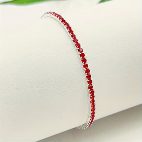 Pulseira Elástica Feminina de Tênis com Strass Ultra Fina - Versátil para o Dia a Dia, Estilo do Dia a Dia,Corrente Estilosa,Corrente banhada a prata,Artesanato Fino,Acessório de Pulso,Pulseira de Moda,Colecionadores de Acessórios,Presente Para Ela