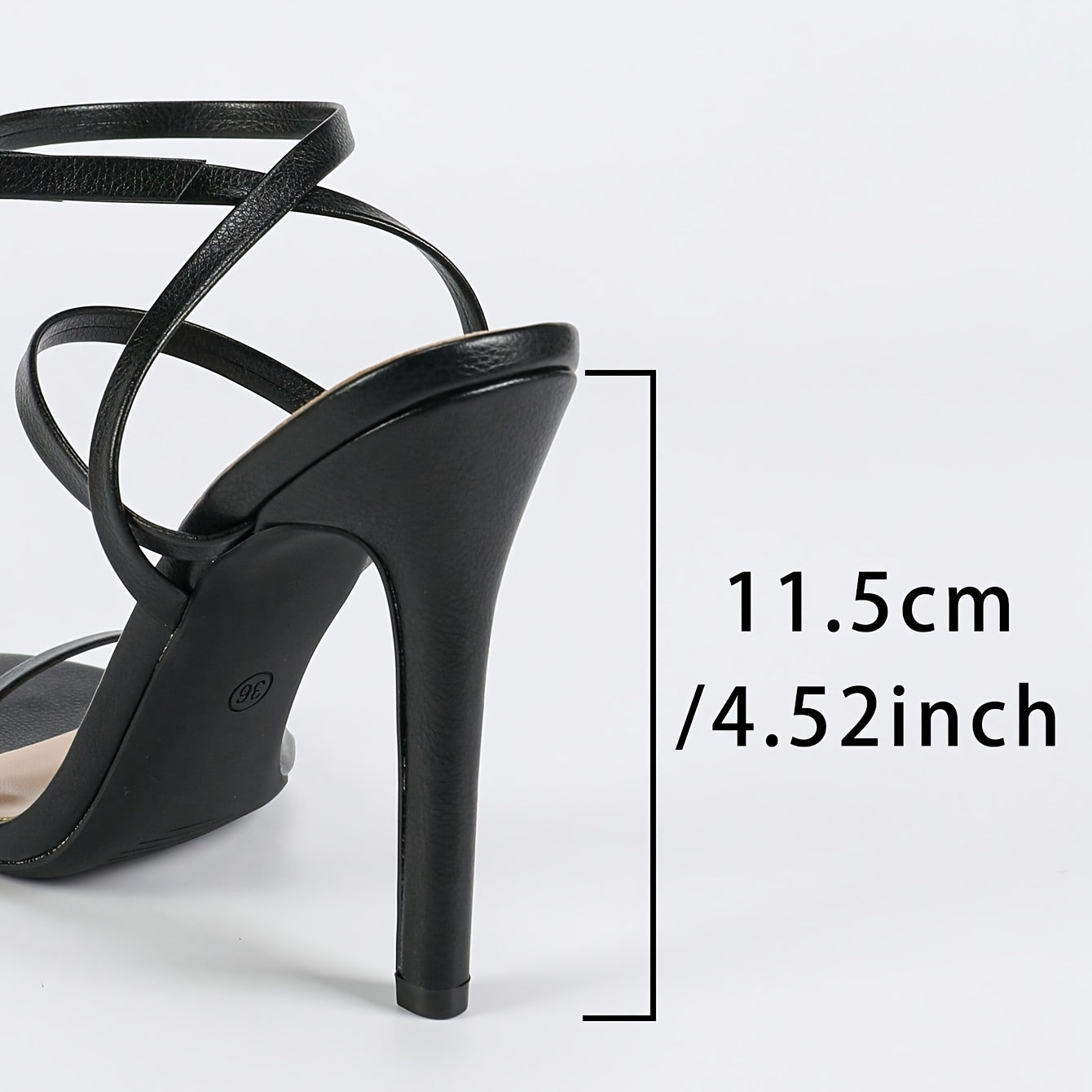 Sandálias Femininas Elegantes e Brilhante Preto com Cobertura Falsa de Bico Redondo, Salto-Agulha Stiletto Com Tira no Cano & Fecho em Ferradela - Calcanhar Ultra-Alta Plataforma, Sapatos Formais para Todos os Seasons Festivos ou Casuaiis Confortáveis, Óptima Acolchoadora Internamente Para Bodyscasamentos, Galás,