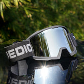 YUEDIO Óculos de Esqui Montados na Cabeça com Espelho UV e Alça Elástica Ajustável - Armação Rosa, Tons Branco/Rosa para Homens & Mulheres, Viseira Sobreóculo para Snowboarding, Esquiar, Óculos à Prova de Vent, Fora de Estrada, Óculos de Neve para Homens, Óculos de Neve para Mulheres, Equipamento para Neve, Equipamento de Neve para Homens, Fora de estrada, Tons Para Homens, Escudo, Óculos de Inverno, Equipamento de Snowboard, Equipamento de Snowboard,