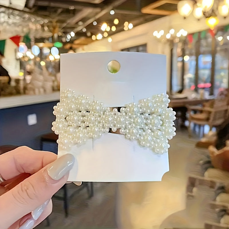 Conjunto de 50 Clipes de Cabelo Elegantes com Laço de Pérola, Acessórios de Cabelo de Estilo Francês, Clipes de Tassel Lateral Exquisitos de Estilo Coreano, Clipes de Pato de Plástico, Acessórios de Moda (Estilos Pode Variar).