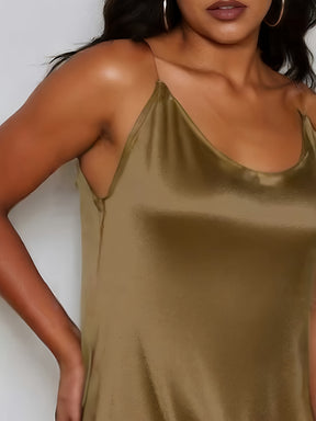 Tamanho Grande - Tamanho Grande - Vestido Elegante de Tamanho Grande com Decote em V, Cintura Alta, Design Sem Costas e Fenda - Vestido Maxi Bodycon Sem Mangas para Mulheres, Perfeito para Festas e Eventos Formais, Roupa de Noite Formal | Elegância Sem Costas | Tecido de Poliéster