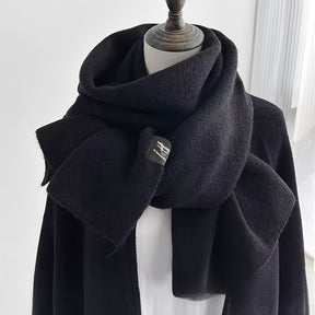 Lenço de lã de luxo para mulheres e homens - Elegante lenço de inverno preto, suave e quente, envoltório de pescoço formal e chic para o dia a dia - Essencial para o frio no escritório, festas, encontros - Elegância eterna, acessório para encontros, estilo sofisticado, textura de tecido jacquard