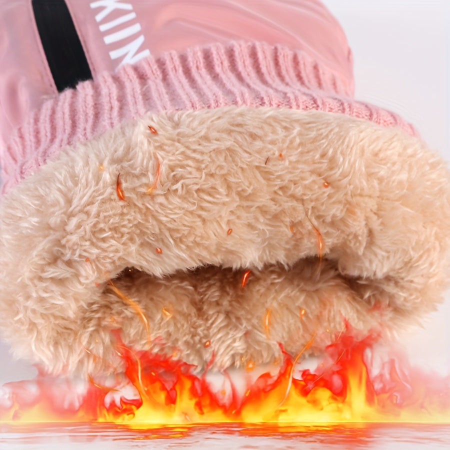 Luvas de Esqui Femininas para Inverno com Forro de Lã Espessado, Resistência a -20° C, Capacidade Touchscreen e Bolso de Armazenamento