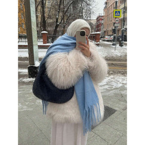 MOFOROCO Cachecol de Inverno Luxuoso e Macio com Textura Semelhante a Crina de Cavalo - Colar Quente Estilo Boêmio, Tecido Macio Semelhante a Crina de Cavalo (Sem Penas), Envoltório Lavável à Máquina para Presente de Natal/Dia dos Namorados, Acessório Elegante para Aquecer o Pescoço (Cores Sólidas)