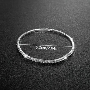 Pulseira Elástica Feminina de Tênis com Strass Ultra Fina - Versátil para o Dia a Dia, Estilo do Dia a Dia,Corrente Estilosa,Corrente banhada a prata,Artesanato Fino,Acessório de Pulso,Pulseira de Moda,Colecionadores de Acessórios,Presente Para Ela