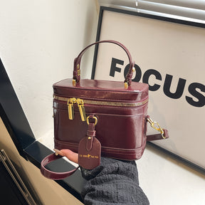 Mala de ombro feminina com alça removível - Bolsa de mão com fecho de correr, bolsa de maquilhagem com fecho de correr dourado e alça removível - Caixa de armazenamento de cosméticos portátil para, feita de material sintético durável, para batons e ferramentas de beleza, com design de pega resistente.