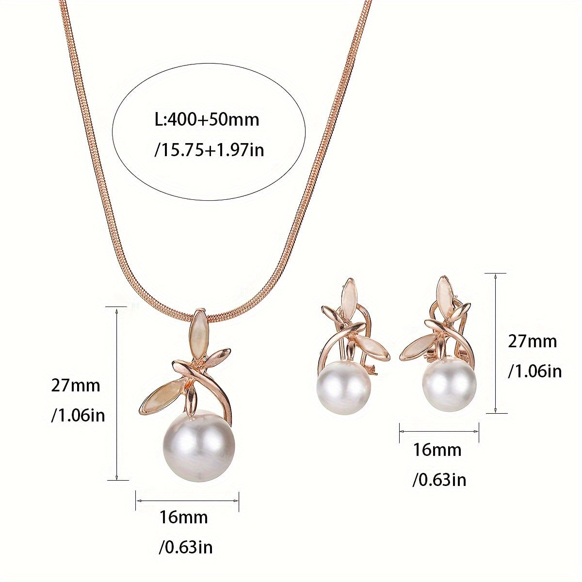 Conjunto de joias de liga elegante vintage, colar com pingente de pérola de imitação de libélula e brincos, acessórios de moda unissexo, para celebrações, aniversários, Dia dos Namorados e Dia da Mãe