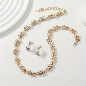 Conjunto de Colar e Brincos de Estilo Rosa Exclusivo: Inclui um Colar e Brincos de Tonalidade Dourada Inspirados na Rosa. Escolha Elegante para Mulheres, Perfeita para Uso Diário ou Ocasiões Festivas, Ideal Presente para Senhoras, Coleção de Jóias Bonitas, Conjunto de Colar e Brincos de Pérolas, Conjunto de Colar de Pérolas, Conjunto de Brincos de Pérolas, Colar para Mulheres, Brincos para Mulheres, Jóias Fina Elegante para Mulheres, Conjunto de Jóias para Mulheres, Acessórios para Mulheres