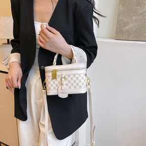 Mala de ombro feminina com alça removível - Bolsa de mão com fecho de correr, bolsa de maquilhagem com fecho de correr dourado e alça removível - Caixa de armazenamento de cosméticos portátil para, feita de material sintético durável, para batons e ferramentas de beleza, com design de pega resistente.