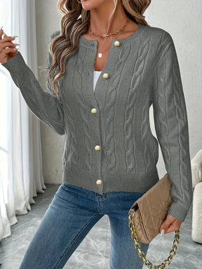 Cardigan Elegante Feminino - Casaco Suave tipo Camisola com Fecho de Botões, Peça de Camadas para Todas as Estações para Looks Diários e Formais - Casaco de Camisola Feminino