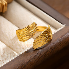 1peça Anjo Asas de Aço Inoxidável Minimalista Elegante para Homens e Mulheres - 18K Dourado Banhado em Pena-Forma Estilo de Rua Unissex, Perfeito para Uso Diário ou Presente