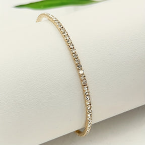 Pulseira Elástica Feminina de Tênis com Strass Ultra Fina - Versátil para o Dia a Dia, Estilo do Dia a Dia,Corrente Estilosa,Corrente banhada a prata,Artesanato Fino,Acessório de Pulso,Pulseira de Moda,Colecionadores de Acessórios,Presente Para Ela
