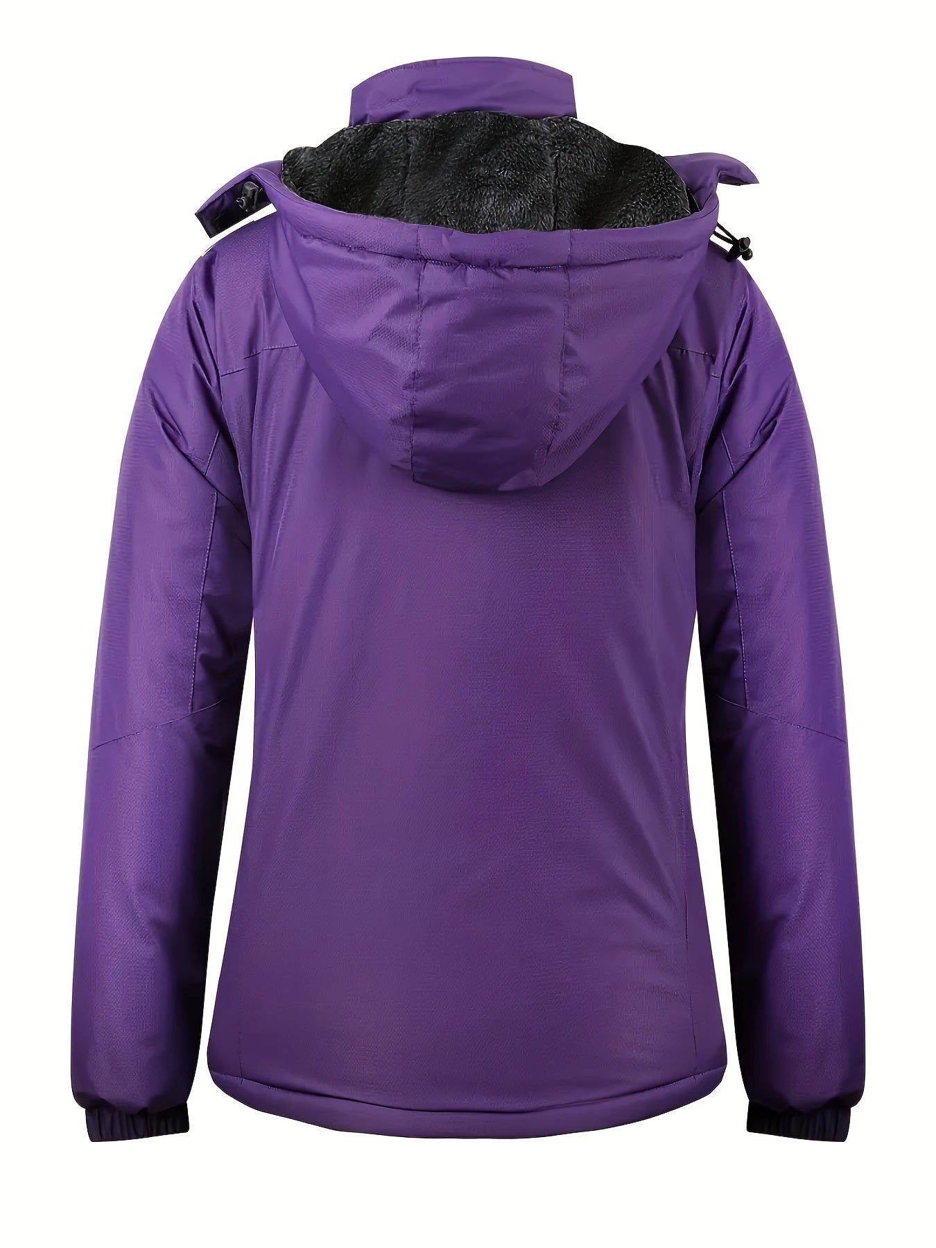 Casaco de esqui feminino com forro azul claro, capuz removível, gola de corte completo com fecho de correr, design com capuz, forro de lã multi-bolsos, ideal para esportes de inverno, snowboard, caminhadas e acampamentos, casaco de esportes de inverno|casaco com capuz|casaco forrado