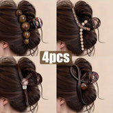 4 unidades de presilha avançada cor café para mulheres, novo modelo 2025, presilha grande para volume de cabelo na nuca, cabelos com múltiplas mechas, presilha tubarão com faixa