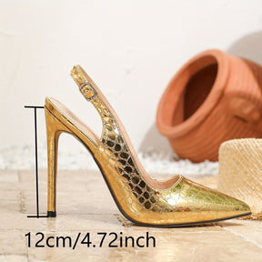 Sapatos de Salto Alto Feminino com Bico Fino - Stiletto Fino de Cor Sólida, Versátil para Todas as Estações, Casamento, Festa - Confortável (Parte Superior e Palmilha), Elegante para Eventos Casuais a Formais