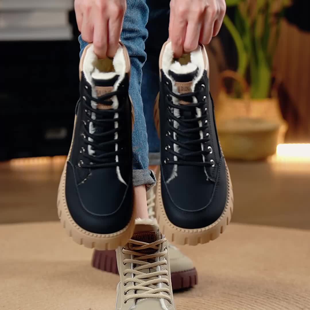 Botas de Neve Curtas Femininas 2025, Solado Grosso e Aconchegante para o Inverno - Estilo Moderno