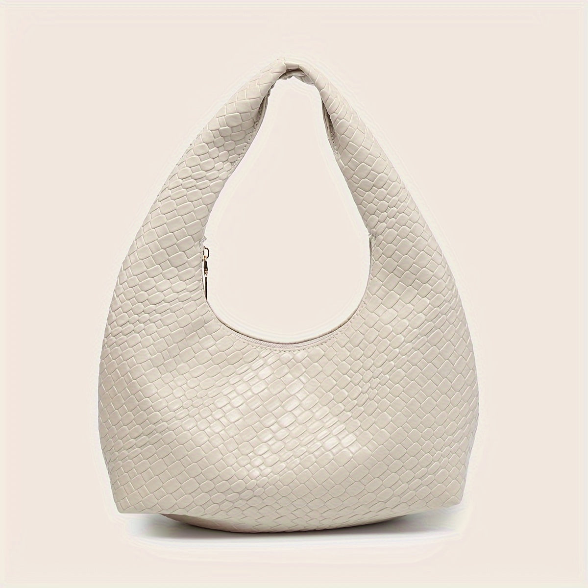 Bolsa Hobo Elegante Bordô Tecida com Crescente para Mulheres - Cor Sólida Chique, Fecho de Zíper, Tote de Ombro em Couro Ecológico Durável com Forro de Poliéster, Bolsa de Mão Fashion para o Subaxilar