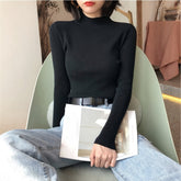Elegant Black Turtleneck Blouse - Chic Slim Fit for Every Occasion