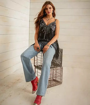 Elegance Unleashed: The Ultimate Sequin Mesh Cami