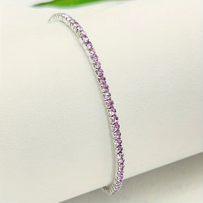 Pulseira Elástica Feminina de Tênis com Strass Ultra Fina - Versátil para o Dia a Dia, Estilo do Dia a Dia,Corrente Estilosa,Corrente banhada a prata,Artesanato Fino,Acessório de Pulso,Pulseira de Moda,Colecionadores de Acessórios,Presente Para Ela