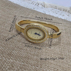 Novo Relógio Feminino, Dourado Rosé, Design de Luxo Leve e Exclusivo, Pulseira Oval com Numerais Romanos