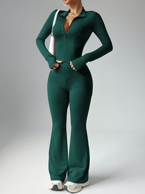 Conjunto Casual Feminino Primavera/Verão 25 Anos: Jaqueta Aberta com Zíper e Calça Flare Ajustada, Top Slim Fit com Bolsos para Polegar e Calças de Cintura Alta