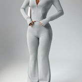 Chic Spring/Summer Women's Set: Zipper Jacket & Flare Pants