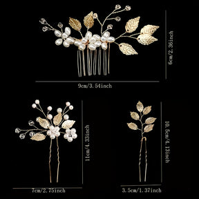 Conjunto de 4 peças de acessórios elegantes para o cabelo de casamento - Imitação de pérola, cristal, rhinestone, pente, clipe e peças de flores para noivas e damas de honra, acessórios para o cabelo de casamento para a noiva, acessório para o cabelo de mulher, agulha para o cabelo, acessório para o cabelo de noiva