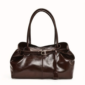 Bolsa Feminina Elegante - Tote de Grande Capacidade com Fecho IC e Detalhes Dourados, Preto Brilhante/Marrom Cintilante/Vermelho/Café - Bolsa Redonda Minimalista para Viagem ou Uso Diário - Necessaire Durável, Bolsas para Mulheres, Bolsa Tote para Mulheres, Bolsa de Ombro para Mulheres, Bolsas Tote para Mulheres, Bolsas Modernas para Mulheres, Bolsas de Mão para Mulheres, Bolsa Urbana, Bolsas para Mulheres, Bolsa Tote de Grande Capacidade, Mochila Universitária,