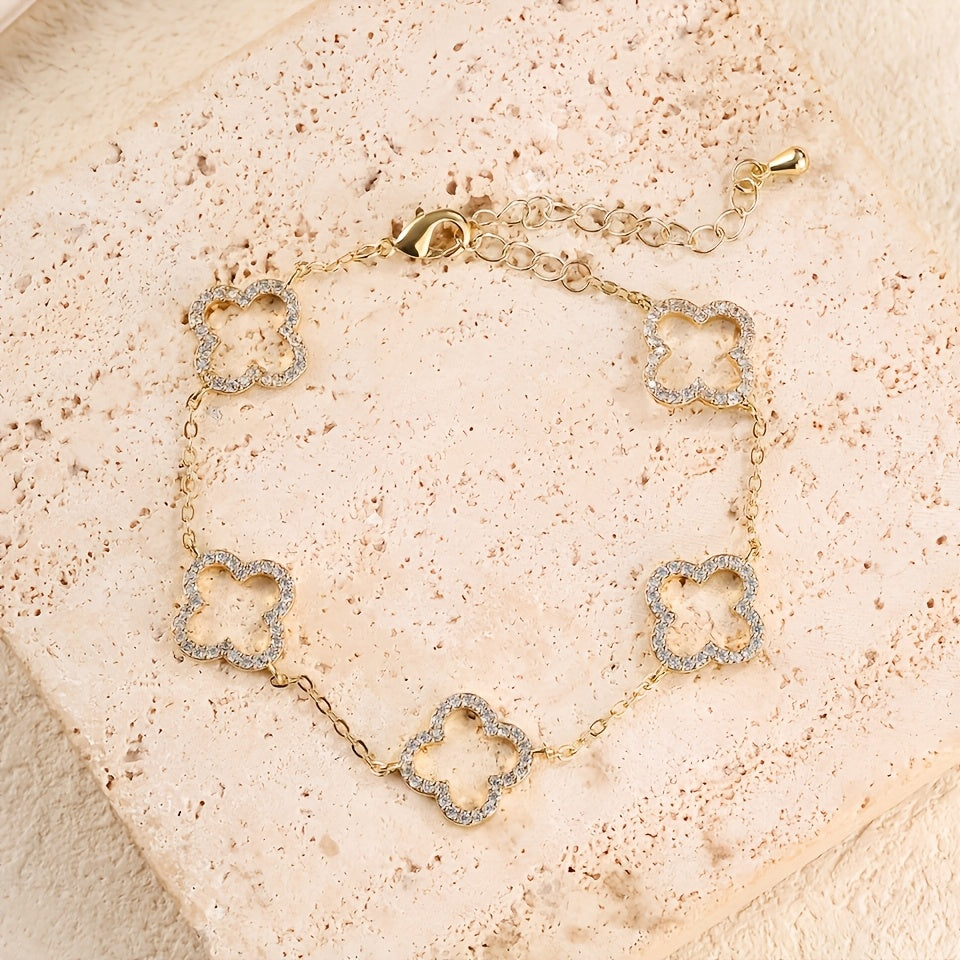 1 Peça Pulseira Feminina com Pingente de Coração Incrustado de Strass - Corrente Adornada, Presente Elegante para Camadas no Dia dos Namorados, Natal, Aniversários, Formatura - Acessório Usável o Ano Todo para Namorada, Esposa (Sem Banho)