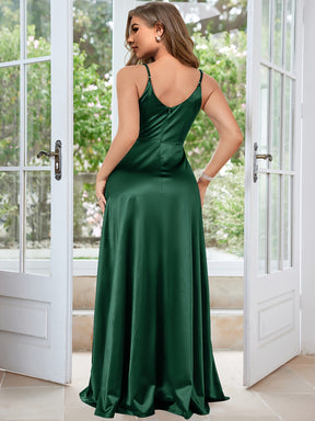 Vestido camiseiro Plus Size com decote em V, com fenda lateral, elegante e sem costas, em cor sólida até ao chão, para festas e banquetes, roupa de tamanho grande para mulheres, ocasião de casamento, festa de noivado e cerimónia