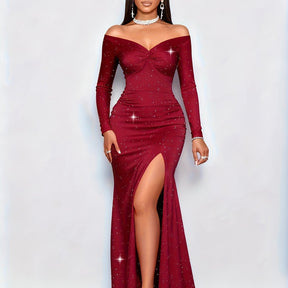 Enchanting Sequin Mermaid Evening Gown with V-Neck