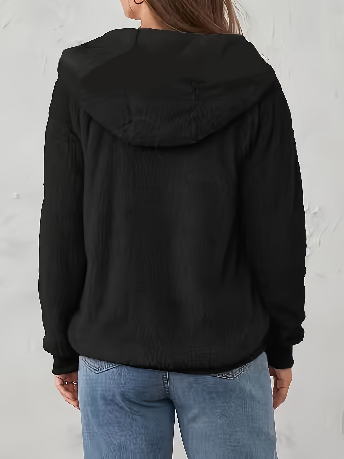 Tamanho Grande - Tamanho Grande - Tamanho Grande - Casaco Elegante com Capuz para Mulheres de Tamanho Grande - Casaco Macio de Manga Comprida com Fecho de Correr e Bolsos, Lavável na Máquina, Cor Lisa, Estilo Casual