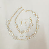 1 conjunto de trio de joias feminino: colar, brincos e pulseira imitação