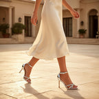 Silver Stiletto Heels with Elegant Strap Detailing