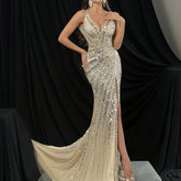 Glamorous V-Neck Mermaid Evening Gown