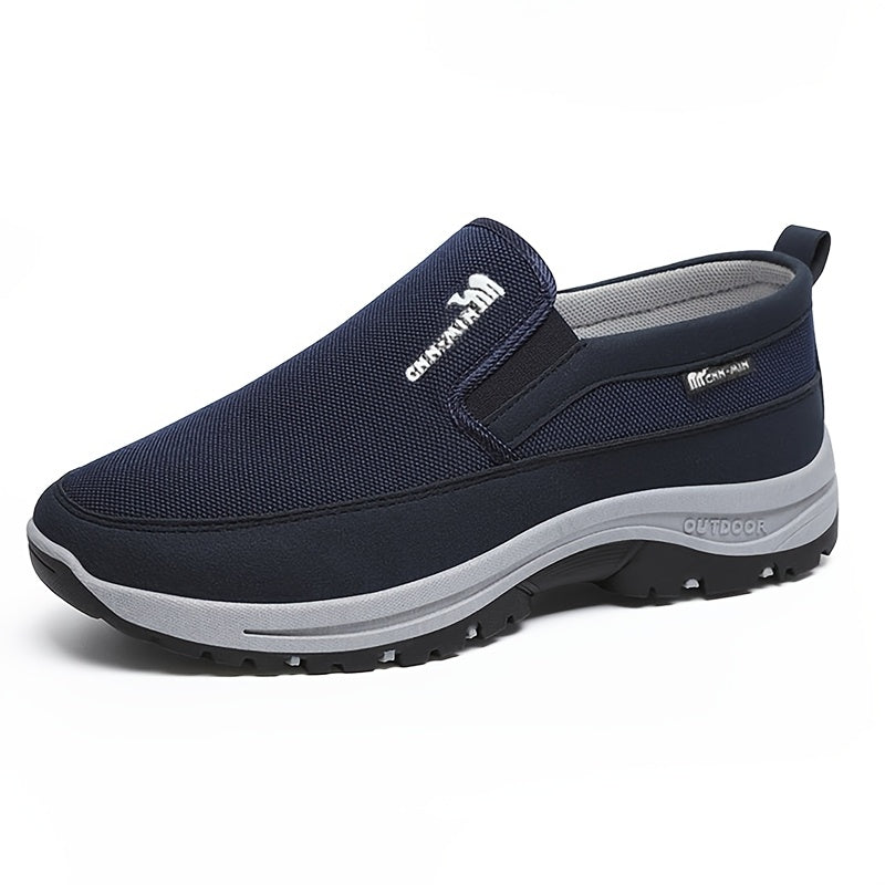 Loafers Masculinos de Sapato Único, Sapatos Casuais Planos para Primavera e Outono Confortáveis e Respiráveis para Caminhada, Sapatos de Negócios e Lazer Sem Cadarço para Homens de Meia-idade e Idosos