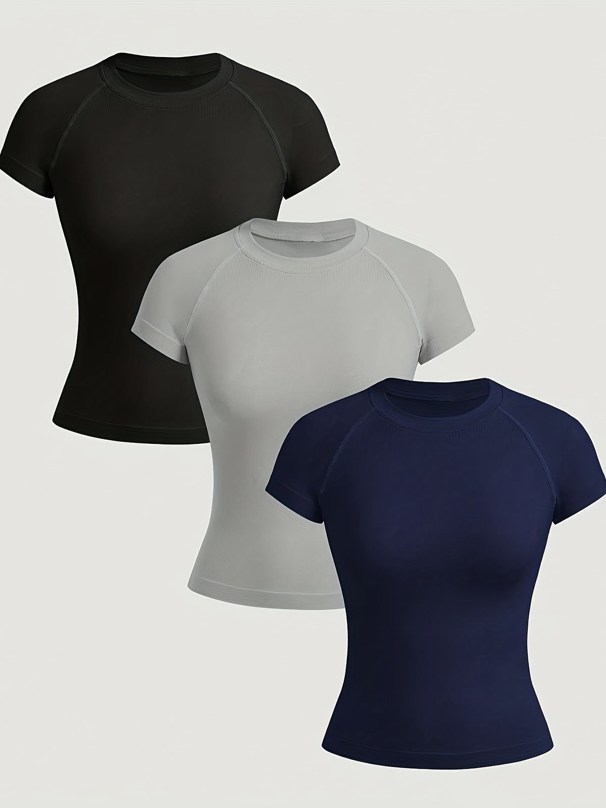 Conjunto de 3 T-shirts de Ginásio para Mulher - Tops Desportivos com Absorção de Humidade e Fecho de Zíper Completo, Tecido Elástico e Respirável para Corrida, Yoga, Ginásio, Mulher, Material de Alta Elasticidade, Design Desportivo, Treino e Roupa Casual - Rosa (Lavável na Máquina)