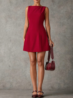 Vestido Feminino Elegante Sem Mangas - Mini Vestidos de Festa, Escritório e Dia a Dia, Silhueta Ajustada e Flare, Lavável na Máquina, Estilo Sofisticado e Versátil para Profissionais, Looks Chiques e Confortáveis