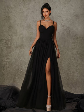 1 Peça Vestido de Noite Elegante Sereia para Mulheres - Vestido Longo Formal com Silhueta A-Line e Cauda de Sereia, Vestido de Festa de Casamento, Prom, Lavável à Mão, Cintura Ajustada e Alongada para Gala, Concerto, Cerimônia de Premiação