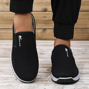 Loafers Masculinos de Sapato Único, Sapatos Casuais Planos para Primavera e Outono Confortáveis e Respiráveis para Caminhada, Sapatos de Negócios e Lazer Sem Cadarço para Homens de Meia-idade e Idosos