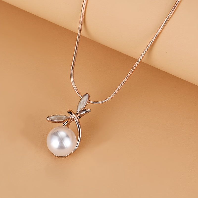 Conjunto de joias de liga elegante vintage, colar com pingente de pérola de imitação de libélula e brincos, acessórios de moda unissexo, para celebrações, aniversários, Dia dos Namorados e Dia da Mãe