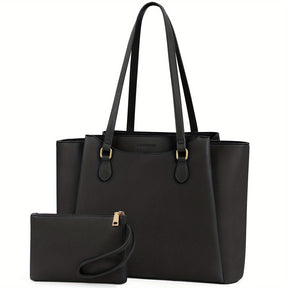 RAINSMORE Bolsa para Laptop (Feminina) 15.6 Polegadas - Mochila Profissional, Maleta de Computador, Pasta para Notebook Grande, Bolsa de Escritório e Viagem Preta