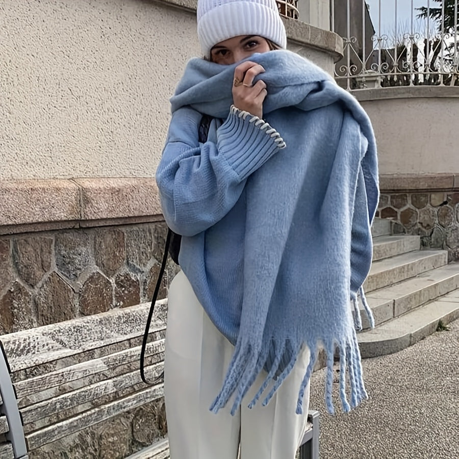 MOFOROCO Cachecol de Inverno Luxuoso e Macio com Textura Semelhante a Crina de Cavalo - Colar Quente Estilo Boêmio, Tecido Macio Semelhante a Crina de Cavalo (Sem Penas), Envoltório Lavável à Máquina para Presente de Natal/Dia dos Namorados, Acessório Elegante para Aquecer o Pescoço (Cores Sólidas)