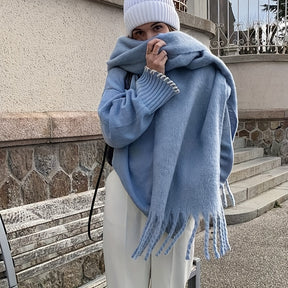 MOFOROCO Cachecol de Inverno Luxuoso e Macio com Textura Semelhante a Crina de Cavalo - Colar Quente Estilo Boêmio, Tecido Macio Semelhante a Crina de Cavalo (Sem Penas), Envoltório Lavável à Máquina para Presente de Natal/Dia dos Namorados, Acessório Elegante para Aquecer o Pescoço (Cores Sólidas)