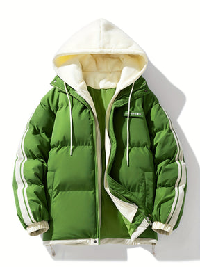 Casaco de tamanho grande para mulheres para esqui, quente e grosso, desportivo com bolsos, com capuz, isolamento térmico, roupa exterior de duas peças para outono e inverno 082OD